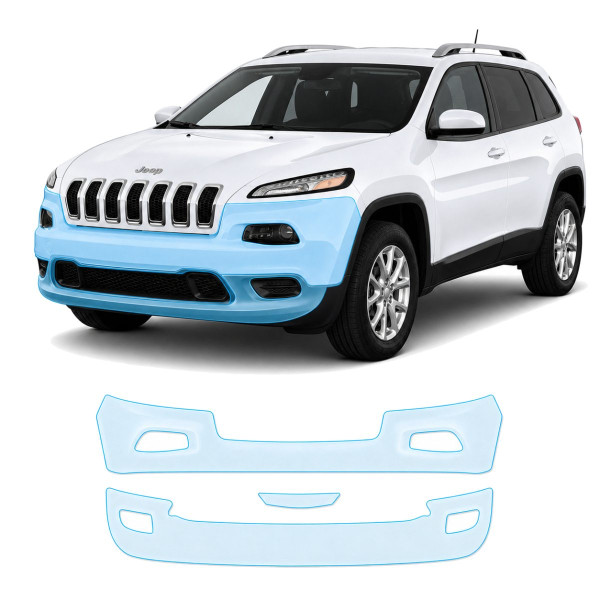 Антигравийная защитная бронепленка по лекалам для Jeep Cherokee KL 2014-2018 - передний бампер