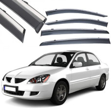 Дефлектори вікон вітровики Benke для Mitsubichi Lancer IX 2003-2007 Хром Молдинг Нержавіюча сталь 3D (BMTLC0923)