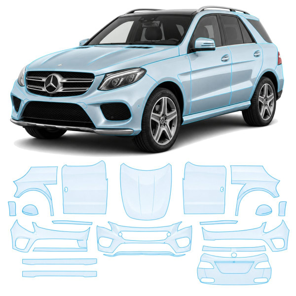 Антигравийная защитная бронепленка по лекалам для Mercedes-Benz GLE W166 facelift 2015-2019 - полный кузов