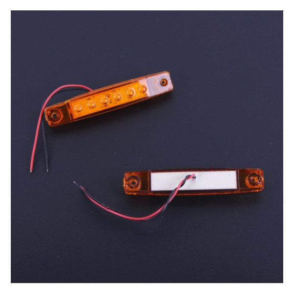 Габарит LED прямоугольный 90х15 мм 12/24V 6 диодов Оранжевый 5 шт (K 030)