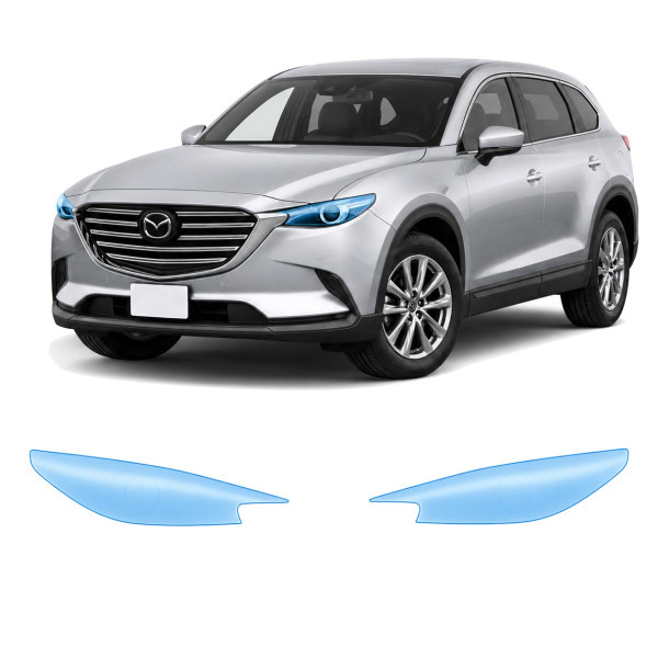 Антигравийная защитная бронепленка по лекалам для Mazda CX-9 TC 2016-2020 - оптика (фары и ПТФ)