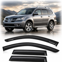 Дефлекторы окон ветровики для Mitsubishi Outlander I 2001-2006 Скотч 3M Voron Glass