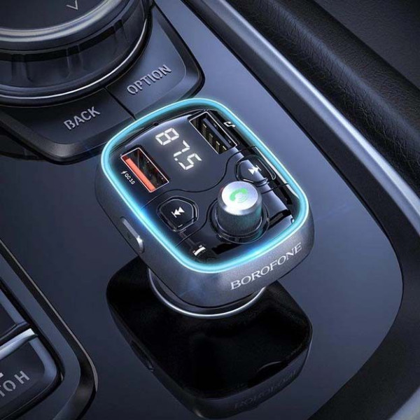 Автомобільний FM модулятор (трансмітер) Borofone Sunlight QC3.0 Дисплей Підсвічування (BC32)