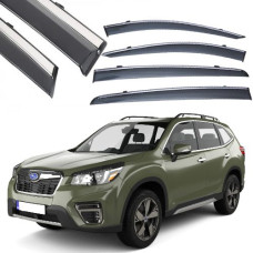Дефлектори вікон вітровики Benke для Subaru Forester 2018- Хром Молдинг Нержавіюча сталь 3D (BSRFS1823-W/S)