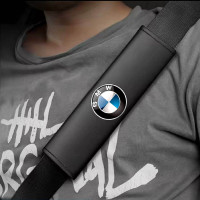 Накладка на пас безпеки Modena BMW S 350 мм Кольоровий 3D Логотип Екошкіра Чорна 1 шт