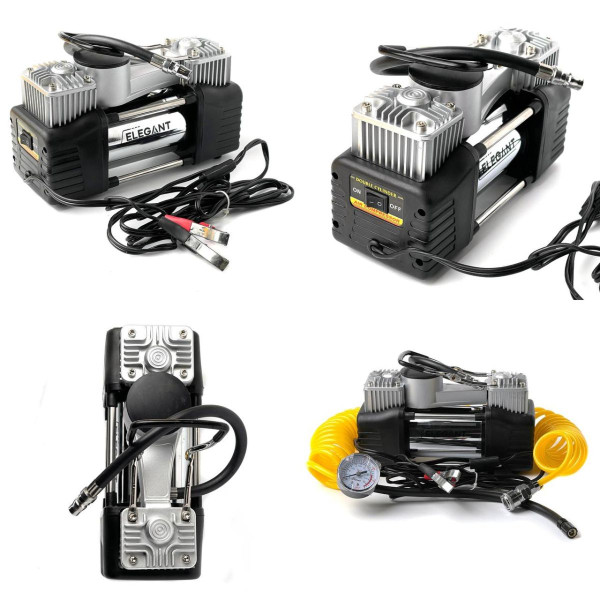 Компресор автомобільний двопоршневий Force MAX 12v 300вт 90л 10атм 14А з дефлятором (EL 100 090)