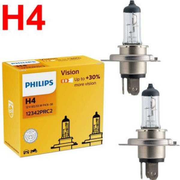 Автолампа галогенная Philips Premium +30% H4 12V 60/55W 3200K 2 шт (12342PRC2)