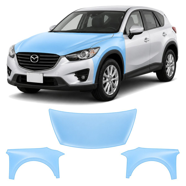Антигравийная защитная бронепленка по лекалам для Mazda CX-5 KE facelift 2015-2017 - капот и передние крылья