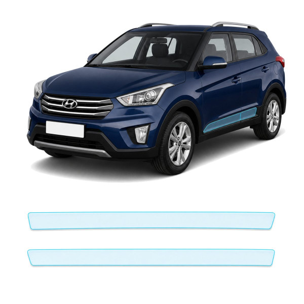 Антигравийная защитная бронепленка по лекалам для Hyundai Creta I 2015-2017 - нижняя зона кузова пороги