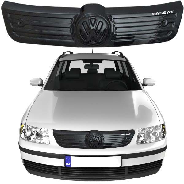 Зимова накладка на радіаторні грати Volkswagen Passat B5+ 2003-2005 Рестайлінг Глянець (Voron Glass)