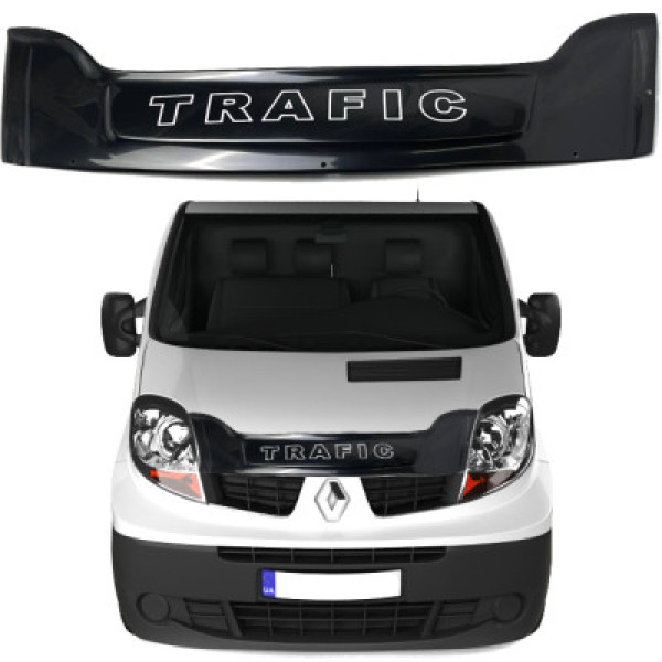 Дефлектор капота мухобойка Renault Trafic 2001-2014 (Короткая 170 мм) Широкая Voron Glass (MR10301E)