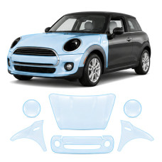 Антигравийная защитная бронепленка по лекалам для Mini Cooper F56 2014-2018 - передняя часть авто (капот бампер фары крылья)