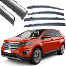 Дефлектори вікон вітровики Benke для Ford Edge 2014-2018 Хром Молдинг Нержавіюча сталь 3D (BFDEG1523-W/S)