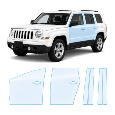 Антигравійна захисна бронеплівка за лекалами для Jeep Patriot MK facelift 2011-2017 - зони дверей і стійки вікон
