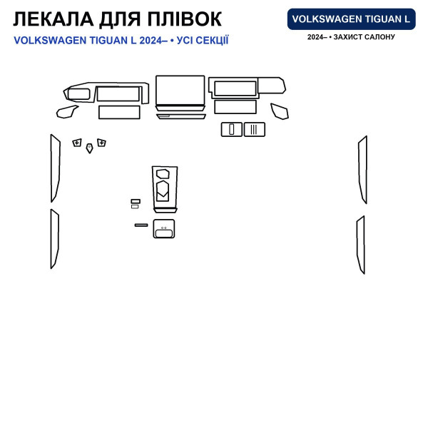 Набір Плівок захисних для салону Volkswagen Tiguan III (AB) 2024- TPH (Кансолі Дисплея Ручок)