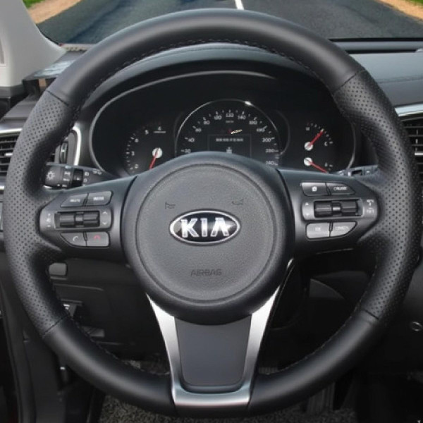 Чехол Оплетка Руля для Kia Sorento 2014-2018 Кожа (Модельная Выкройка) №32