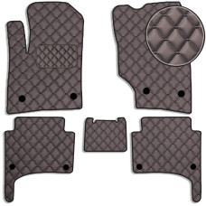 Килимки в салон для Volkswagen Touareg I 2002-2010 Екошкіра Коричневі 5 шт (Rombus)