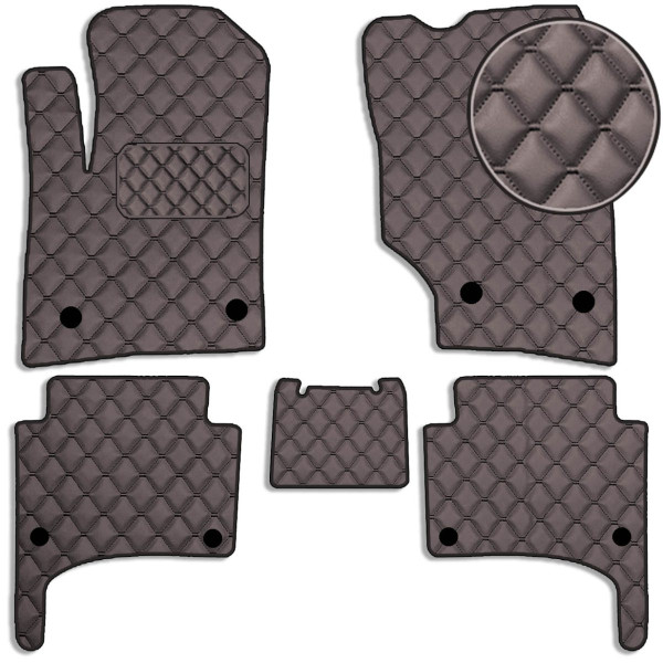 Килимки в салон для Volkswagen Touareg I 2002-2010 Екошкіра Коричневі 5 шт (Rombus)