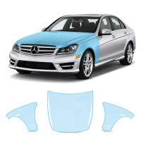 Антигравійна захисна бронеплівка за лекалами для Mercedes-Benz C-Class W204 facelift 2011-2014 - капот і передні крила