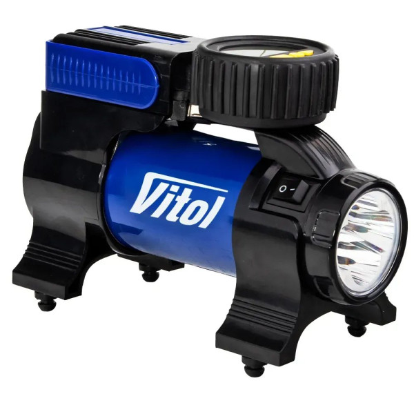 Автомобільний компресор Vitol 100psi 14Amp 37л Ліхтар Автостоп прикурювач (K-22)