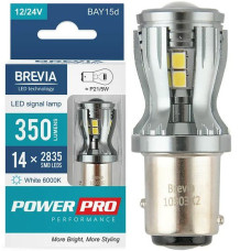 LED автолампа Brevia PowerPro 12/24V W21/5W 14x2835SMD 350Lm 6000K CANbus BAY 15d 2 шт (10303X2)