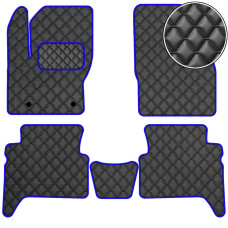 Коврики в салон Экокожа для Ford C-Max 2003-2010 Черные-Синий 5 шт (Rombus)