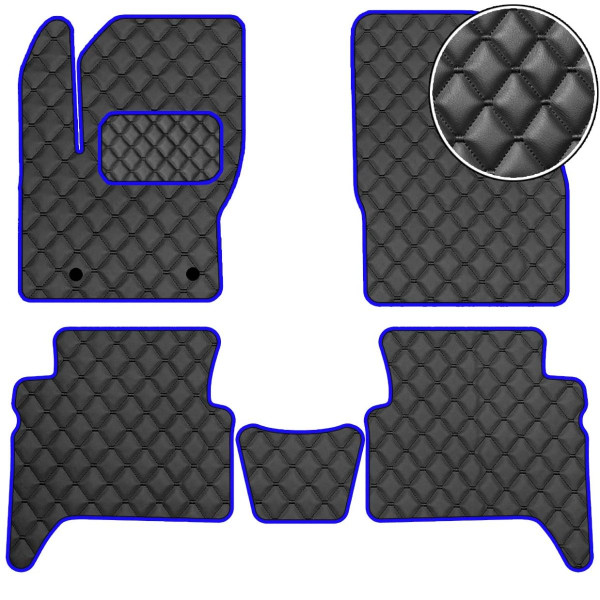 Коврики в салон Экокожа для Ford C-Max 2003-2010 Черные-Синий 5 шт (Rombus)