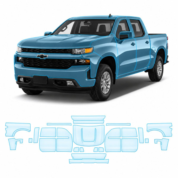 Антигравийная защитная бронепленка по лекалам для Chevrolet Silverado IV 2019-2021 - полный кузов