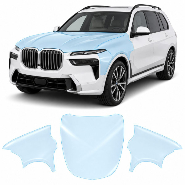 Антигравійна захисна бронеплівка за лекалами для BMW X7 G07 facelift 2022- капот і передні крила