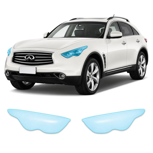 Антигравійна захисна бронеплівка за лекалами для Infiniti FX35/FX37/QX70 S51 facelift 2012-2017 - оптика (фари та ПТФ)
