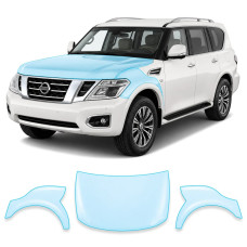 Антигравийная защитная бронепленка по лекалам для Nissan Patrol Y62 facelift 2 2014-2019 - капот и передние крылья