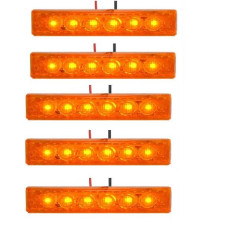 Габарит LED прямоугольный Ceray 100х10 мм / 12/24V / 6 диодов Линза / Оранжевый 1 шт (K 314)