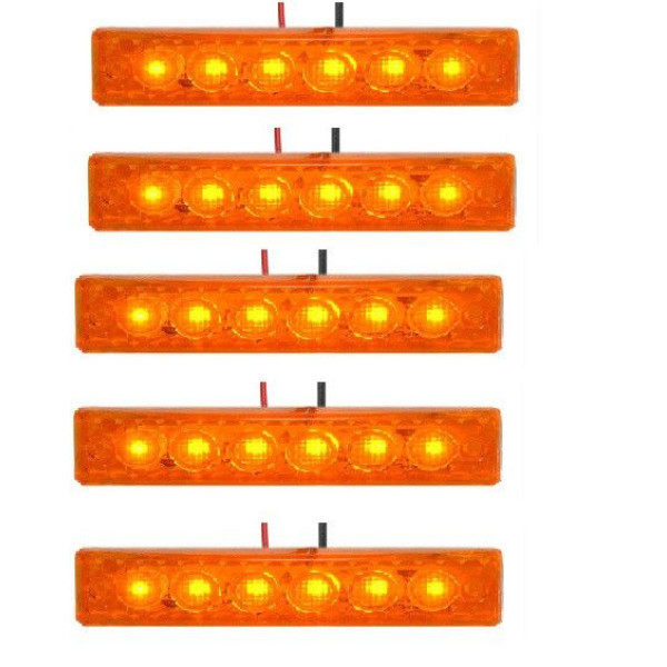 Габарит LED прямоугольный Ceray 100х10 мм / 12/24V / 6 диодов Линза / Оранжевый 1 шт (K 314)
