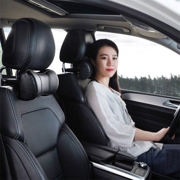 Подушка на підголовник Baseus First Class Car Headrest / Пінополіуретан екокожа / Чорна 1 шт (CRTZ01-01)