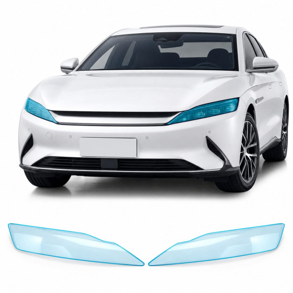 Антигравийная защитная бронепленка по лекалам для BYD Han II 2020-2022 - оптика (фары и ПТФ)