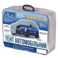 Тент автомобільний для джипа та мінівена Vitol розміру M сірий на підкладці (кишені під дзеркала)