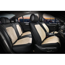 Авточехлы для сидений Алькантара Экокожа Elegant Modena комплект Бежевые (700 134)