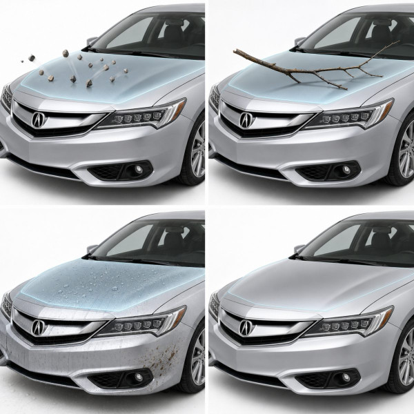 Антигравійна захисна бронеплівка за лекалами для Acura ILX I facelift 2016-2018 - оптика (фари та ПТФ)