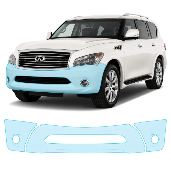 Антигравийная защитная бронепленка по лекалам для Infiniti QX80 Z62 2010-2017 - передний бампер