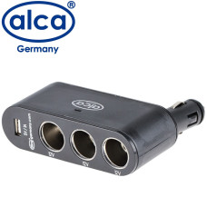 Розгалужувач прикурювача Alca 12V 3 гнізда та 1USB Кут повороту 90° Оригінал (510 200)