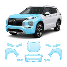 Антигравійна захисна бронеплівка за лекалами для Mitsubishi Outlander IV facelift 2025- передня частина авто (капот бампер крила))