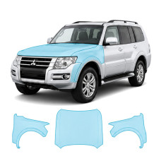 Антигравійна захисна бронеплівка за лекалами для Mitsubishi Pajero IV facelift 2015-2021 - капот і передні крила