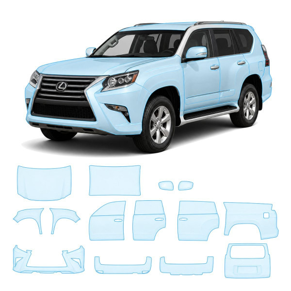 Антигравийная защитная бронепленка по лекалам для Lexus GX J150 facelift 1 2014-2019 - полный кузов