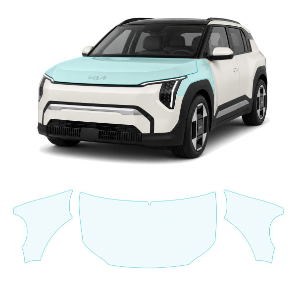 Антигравийная защитная бронепленка по лекалам для Kia EV3 I 2024- капот и передние крылья