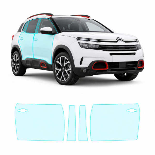 Антигравийная защитная бронепленка по лекалам для Citroen C5 Aircross I 2017-2021 - зоны дверей и стойки окон