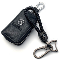Автонабір №5 для Mercedes / Брелок з карабіном та чохол для автоключів з логотипом / тиснена шкіра