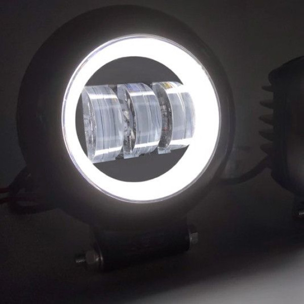 Светодиодная дополнительная LED фара Круглая D115x60 mm / Линза с ДХО / 45W / 15Wх3 / 10-30V / 1 шт