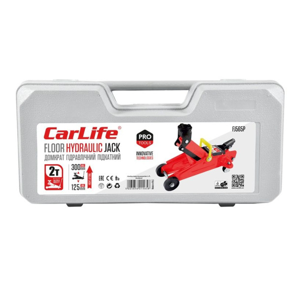 Домкрат гідравлічний підкатний Carlife 2Т 125-305 мм В кейсе 6.3 кг (FJ565P)