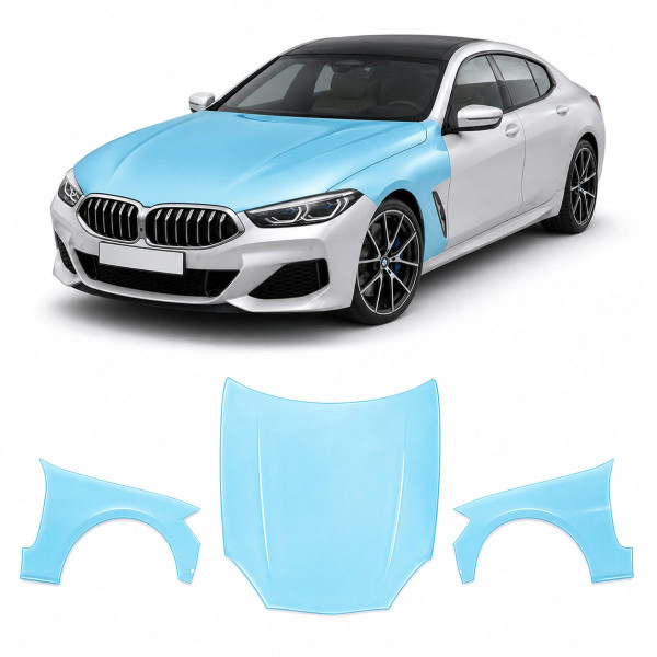 Антигравийная защитная бронепленка по лекалам для BMW 8 Series G15/G14/G16 facelift 2022- капот и передние крылья