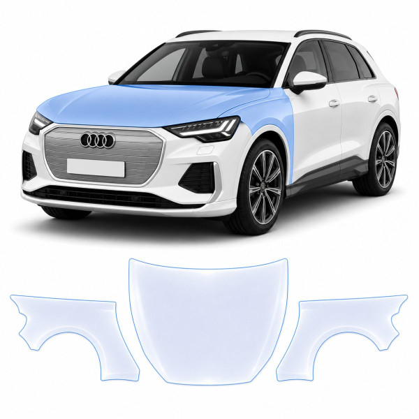 Антигравийная защитная бронепленка по лекалам для Audi Q4 e-tron F4 2021- капот и передние крылья